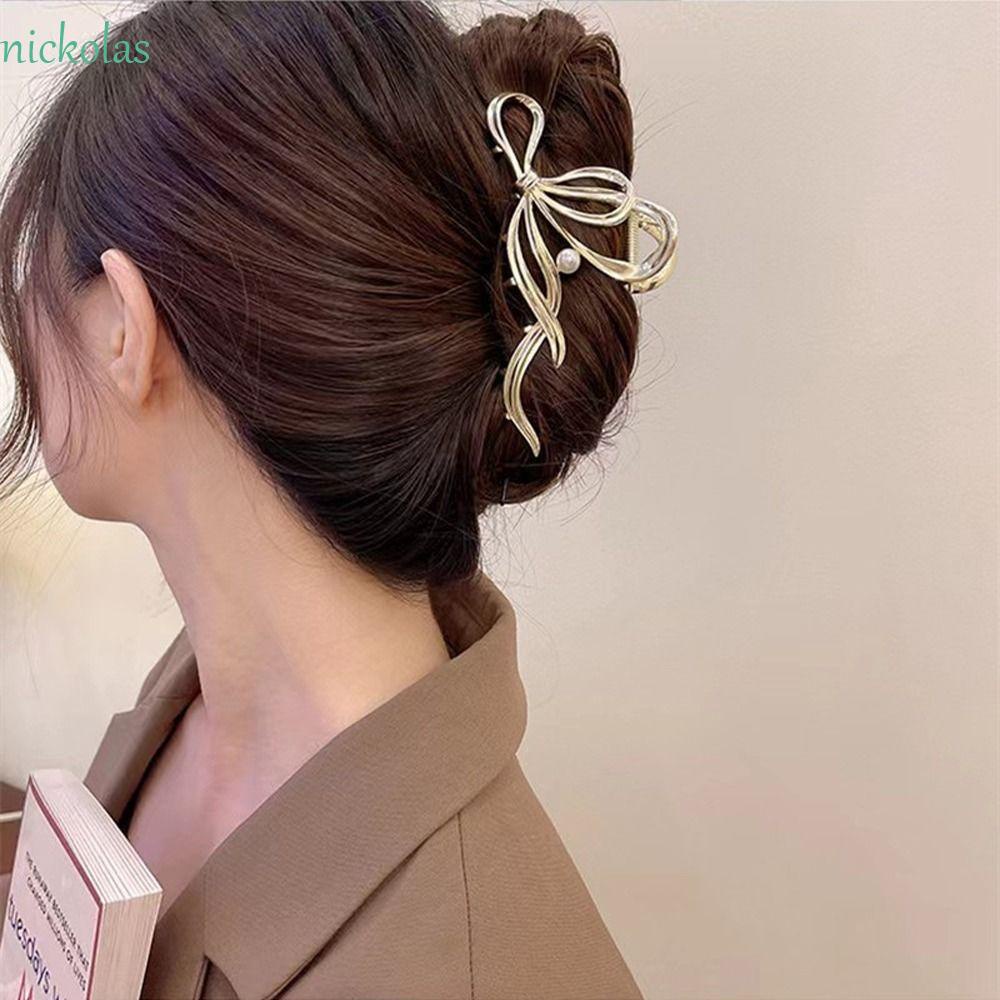 NICKOLAS Kẹp Tóc Nơ / Cá Mập Thời Trang Vintage Cho Nữ