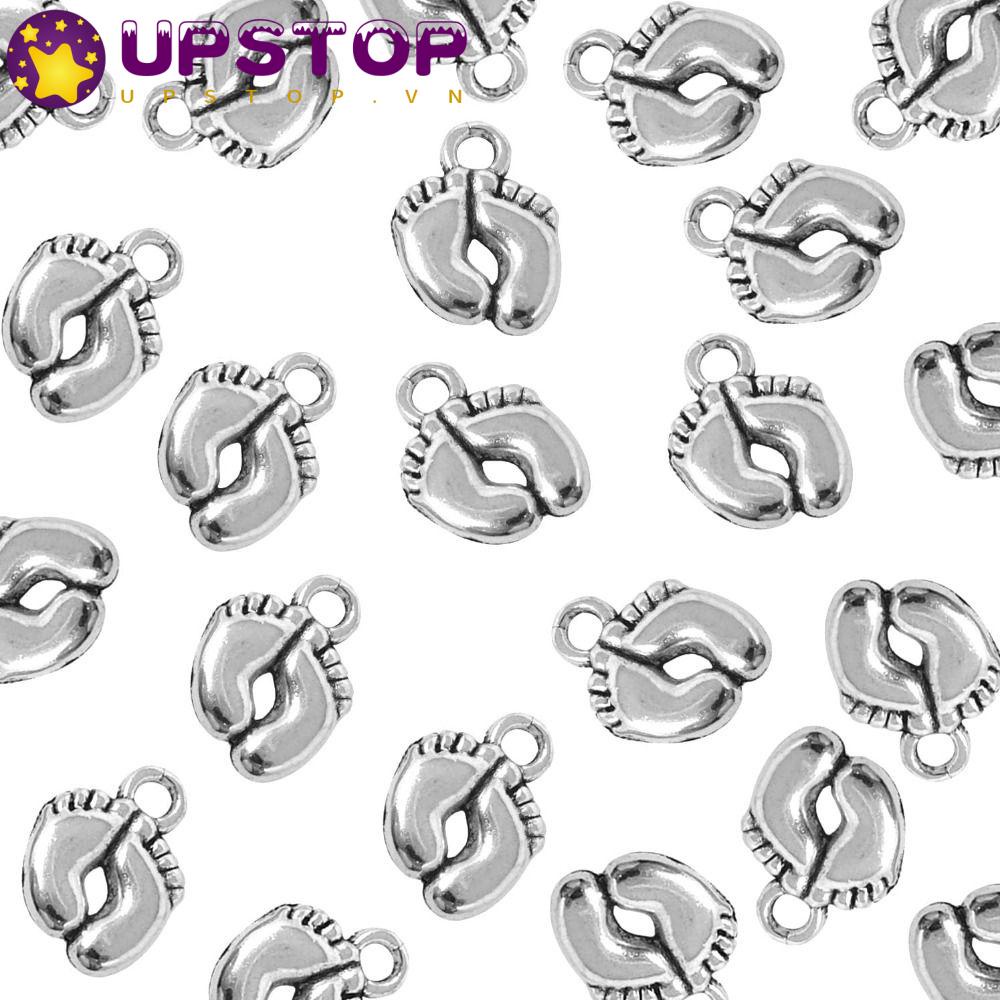UPSTOPVN Set 120 Mặt Dây Chuyền Bạc Hình Dấu Chân Đáng Yêu Kích Thước 14x10mm Tự Làm Trang Sức