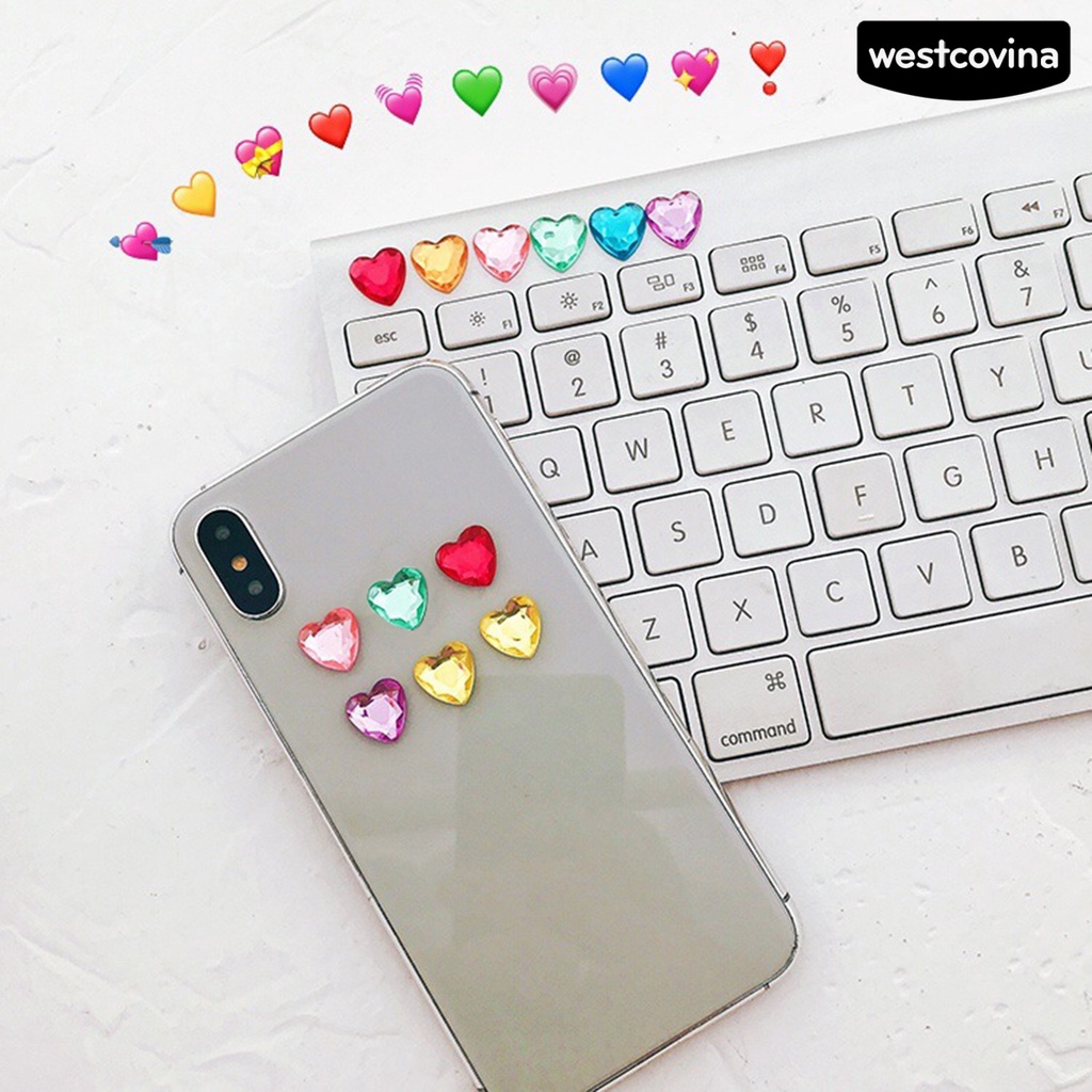 [WSTN]✎1 Bộ Miếng Dán Trang Trí Điện Thoại Hình Trái Tim 3D Lấp Lánh Dễ Sử Dụng DIY