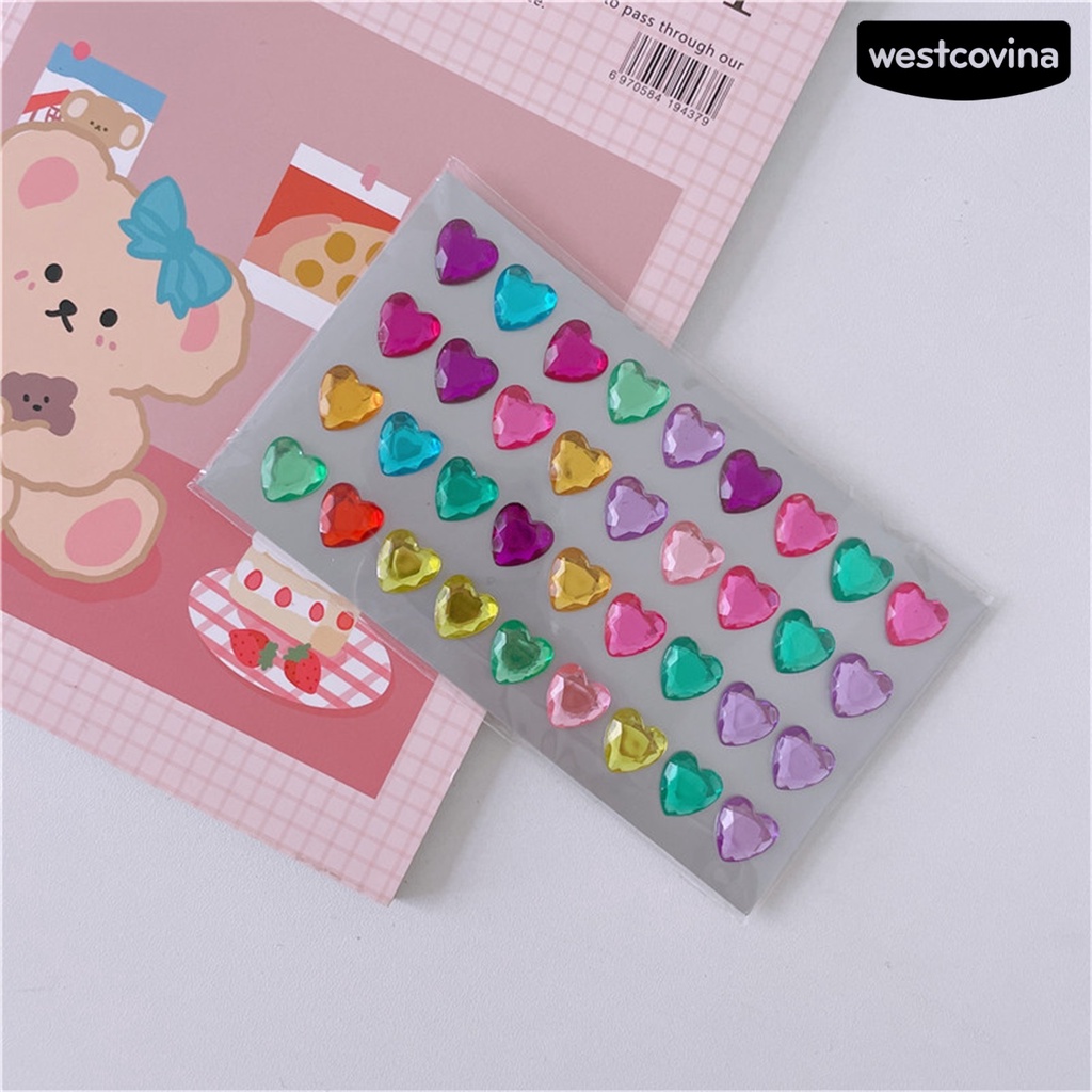 [WSTN]✎1 Bộ Miếng Dán Trang Trí Điện Thoại Hình Trái Tim 3D Lấp Lánh Dễ Sử Dụng DIY
