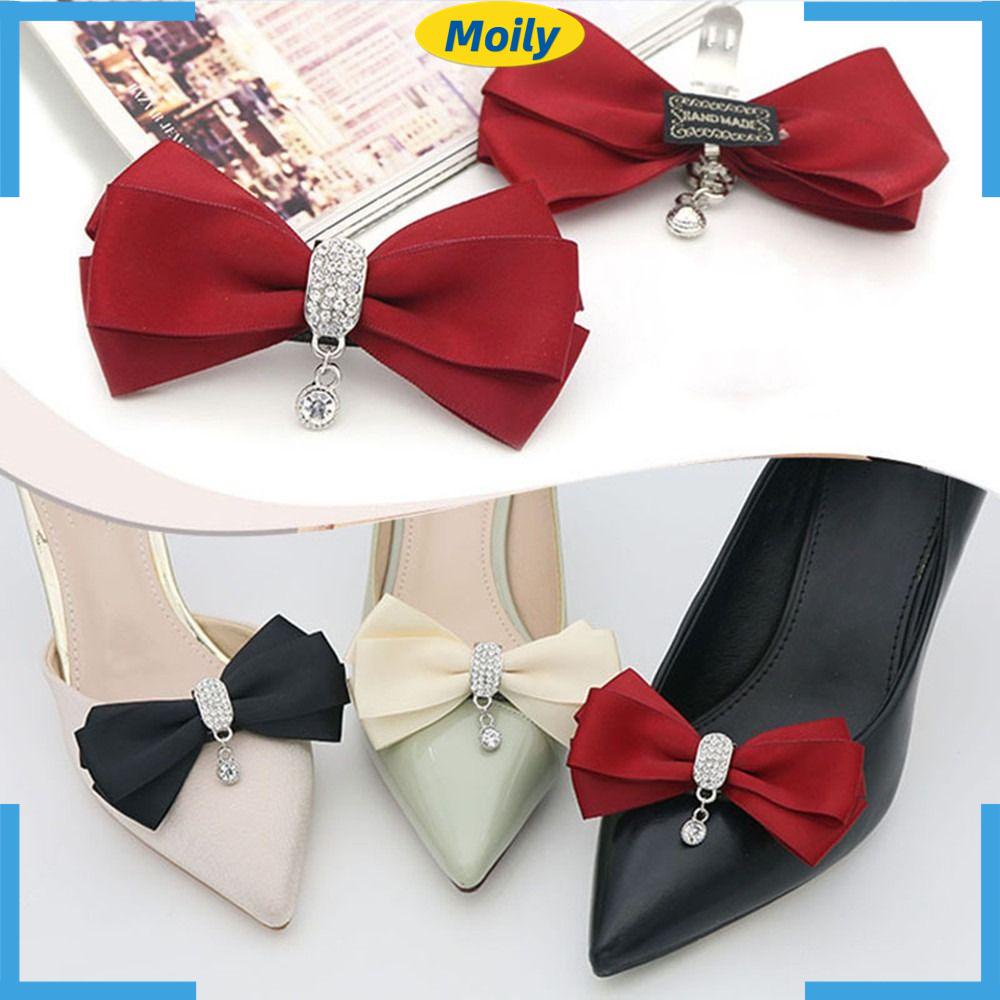 MOILYVN Set 2 Kẹp Nơ Đính Đá Trang Trí Giày Cao Gót