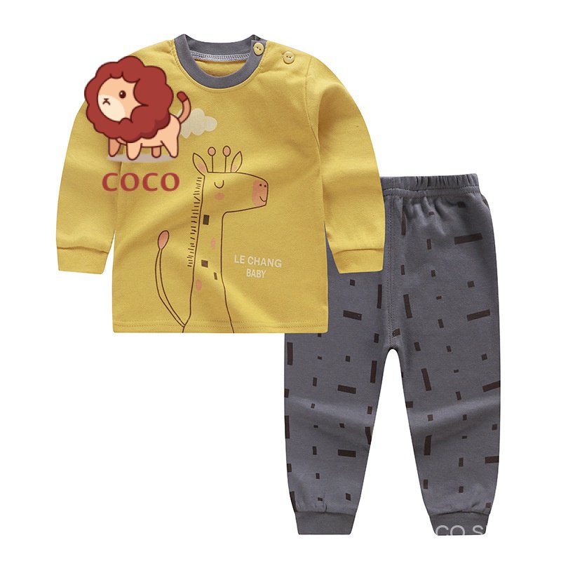 Bộ Đồ Ngủ Vải Cotton Dáng Dài Thời Trang Xuân Thu Cho Bé