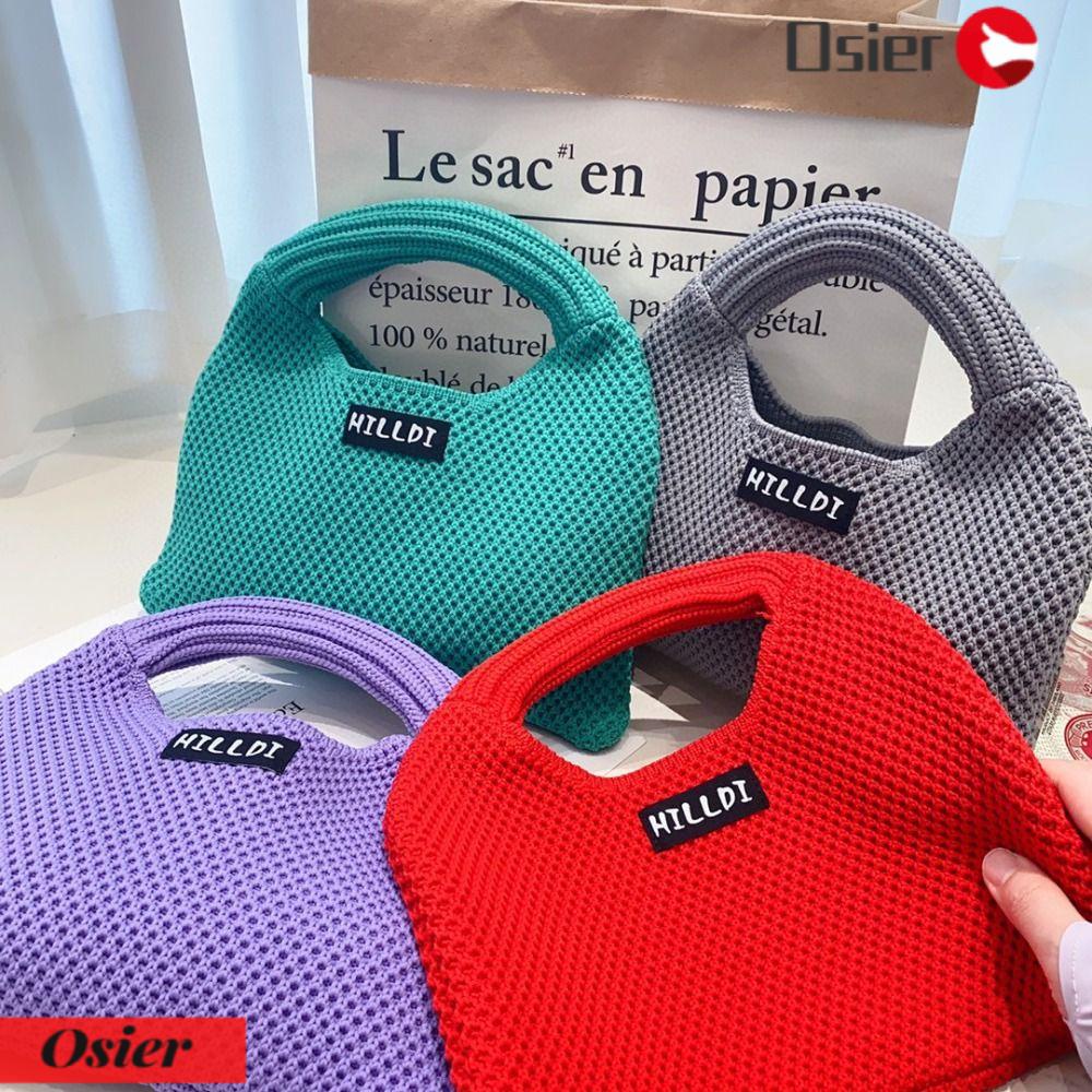 OSIER1 Túi Xách Đan Len Thủ Công Mini Màu Sắc Thắt Nút Thời Trang Cho Nữ