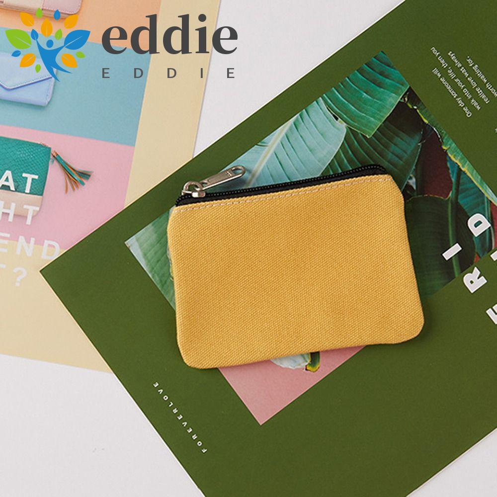 26EDIE Ví Đựng Thẻ ID / Tiền Xu Bằng Vải Canvas Màu Trơn Có Khóa Kéo Đa Năng Nhỏ Gọn Phong Cách Hàn Quốc Cho Nữ Giá Đỡ