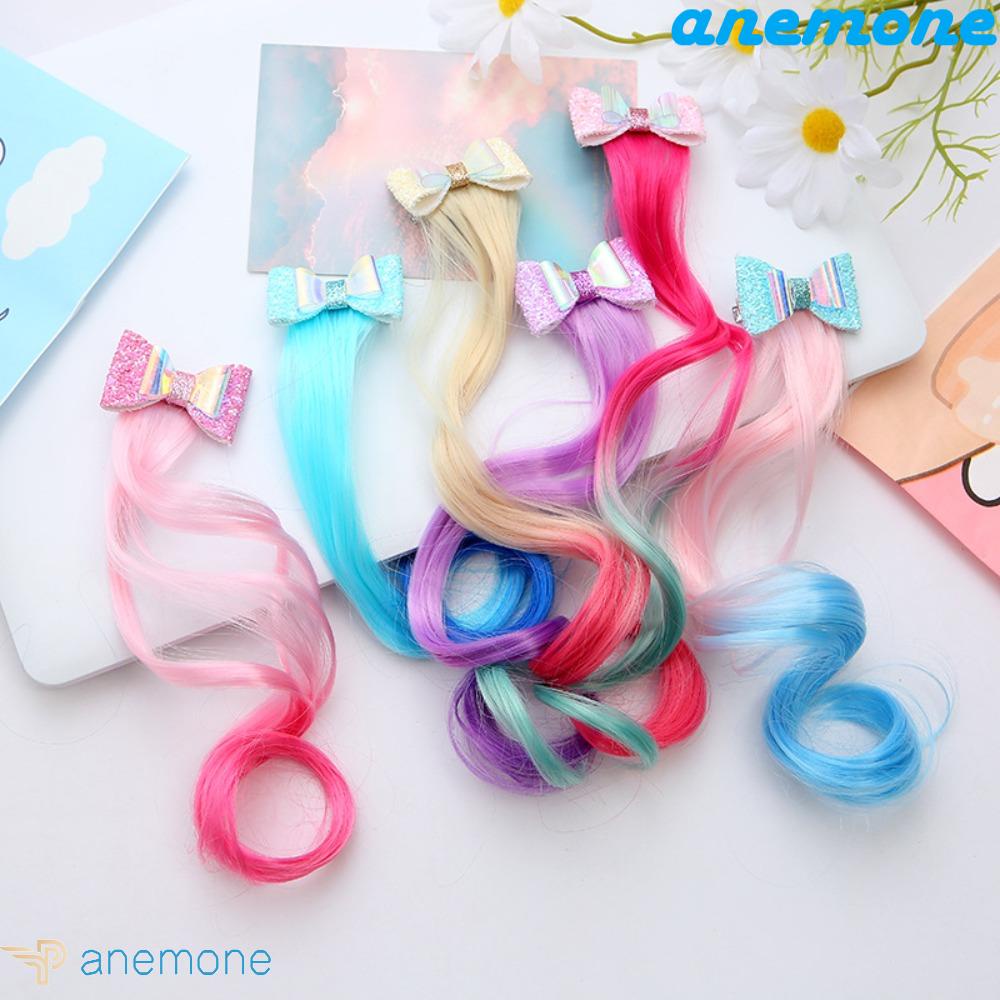 ANEMONE Tóc Giả Thắt Nơ Nhiều Màu Dễ Thương Cho Bé Gái