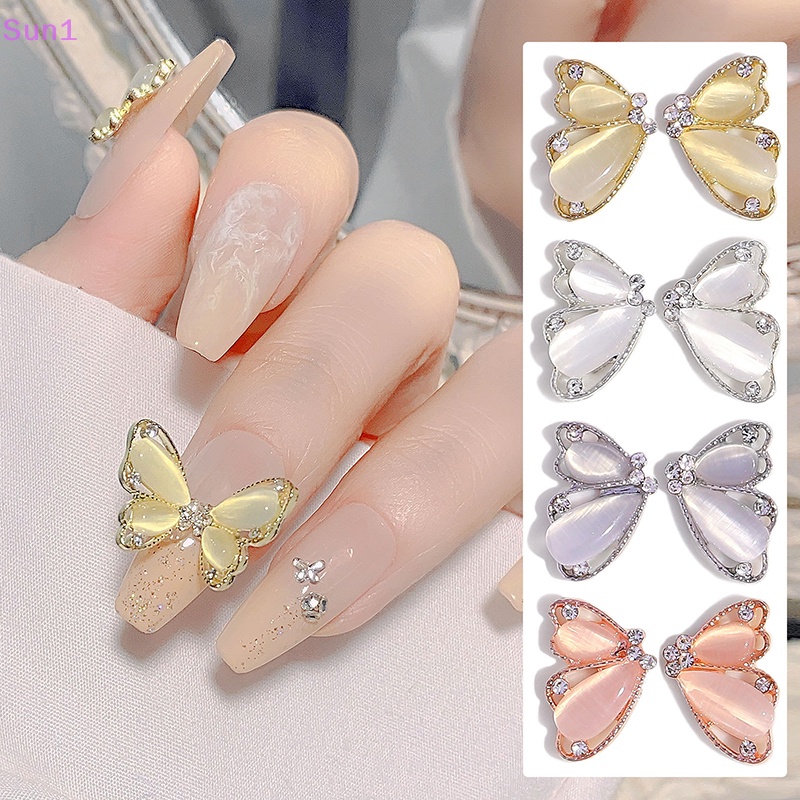 Phụ Kiện Đá Opal Sun1 &gt; Nửa Con Bướm Trang Trí Móng Tay Thanh Lịch Thời Trang DIY