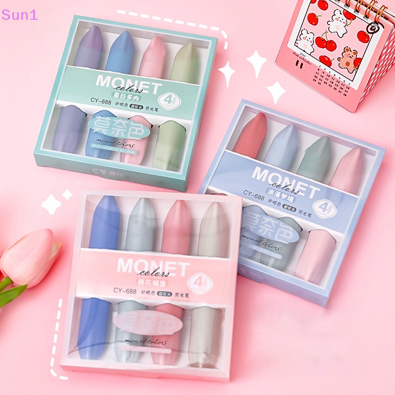 Set 4 Bút Đánh Dấu Sổ Tay Sức Chứa Lớn Màu Sắc Ngọt Ngào