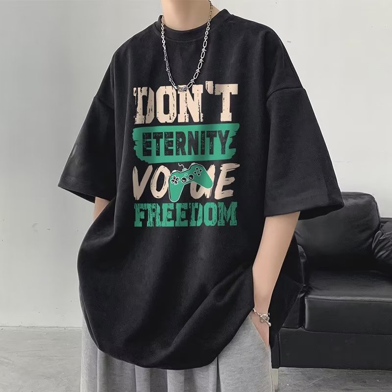 Áo Thun Tay Ngắn Cổ Tròn Dáng Rộng In Họa Tiết Thời Trang Mùa Hè Cho Nam Giới Có 5 Màu Size M-8XL