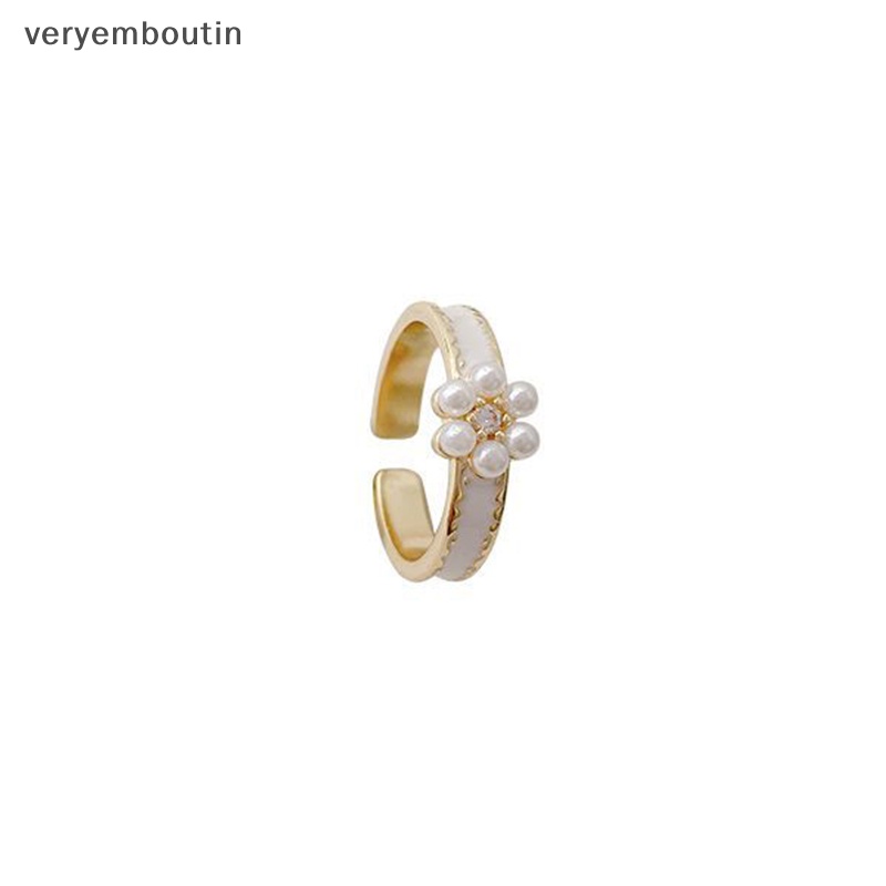 Nhẫn Hở Hình Hoa Đính Ngọc Trai Thời Trang Ngọt Ngào Có Thể Điều Chỉnh Cho Nữ