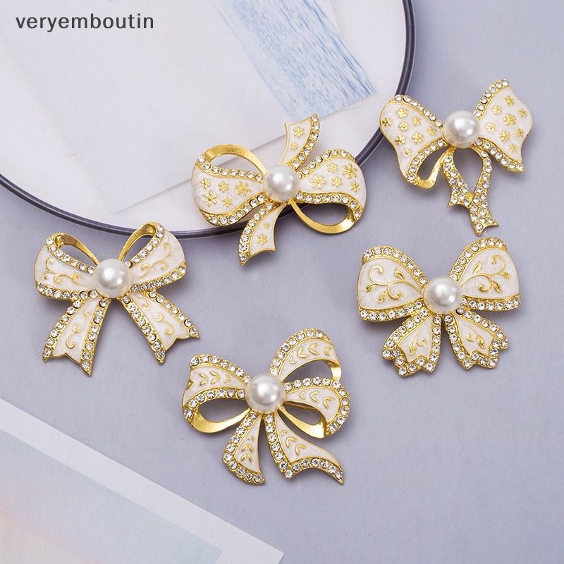 Ghim Cài Áo Hình Nơ Đính Đá / Ngọc Trai Chống Ánh Sáng Thời Trang Cho Nữ