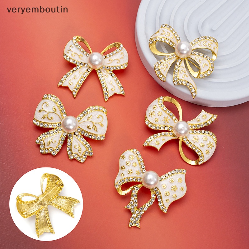 Ghim Cài Áo Hình Nơ Đính Đá / Ngọc Trai Chống Ánh Sáng Thời Trang Cho Nữ