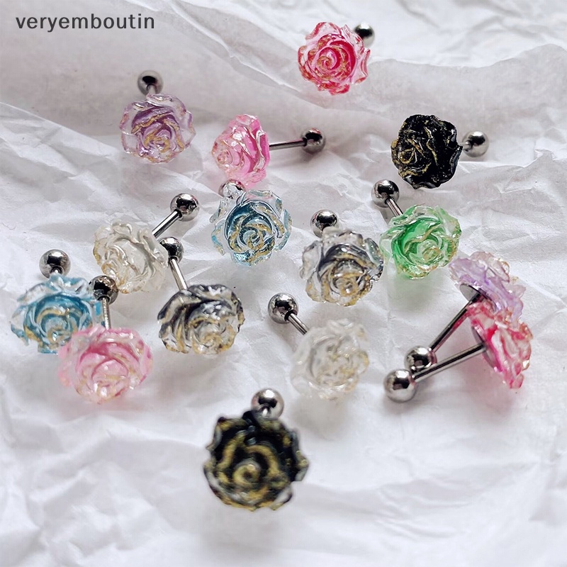 1 Khuyên Tai Hình Bông Hoa Bằng Thép Không Gỉ Thời Trang Dành Cho Nữ