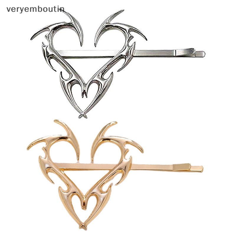 Kẹp Tóc Kim Loại Hình Trái Tim Phong Cách Hip Hop Hàn Quốc Cá Tính Dành Cho Nữ