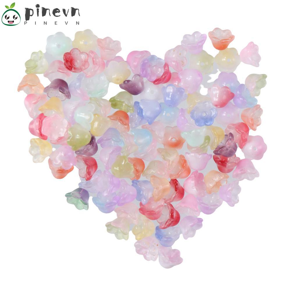 PINEVN Set 100 Hạt Thủy Tinh 12x7mm Nhiều Màu Sắc Làm Trang Sức Thủ Công