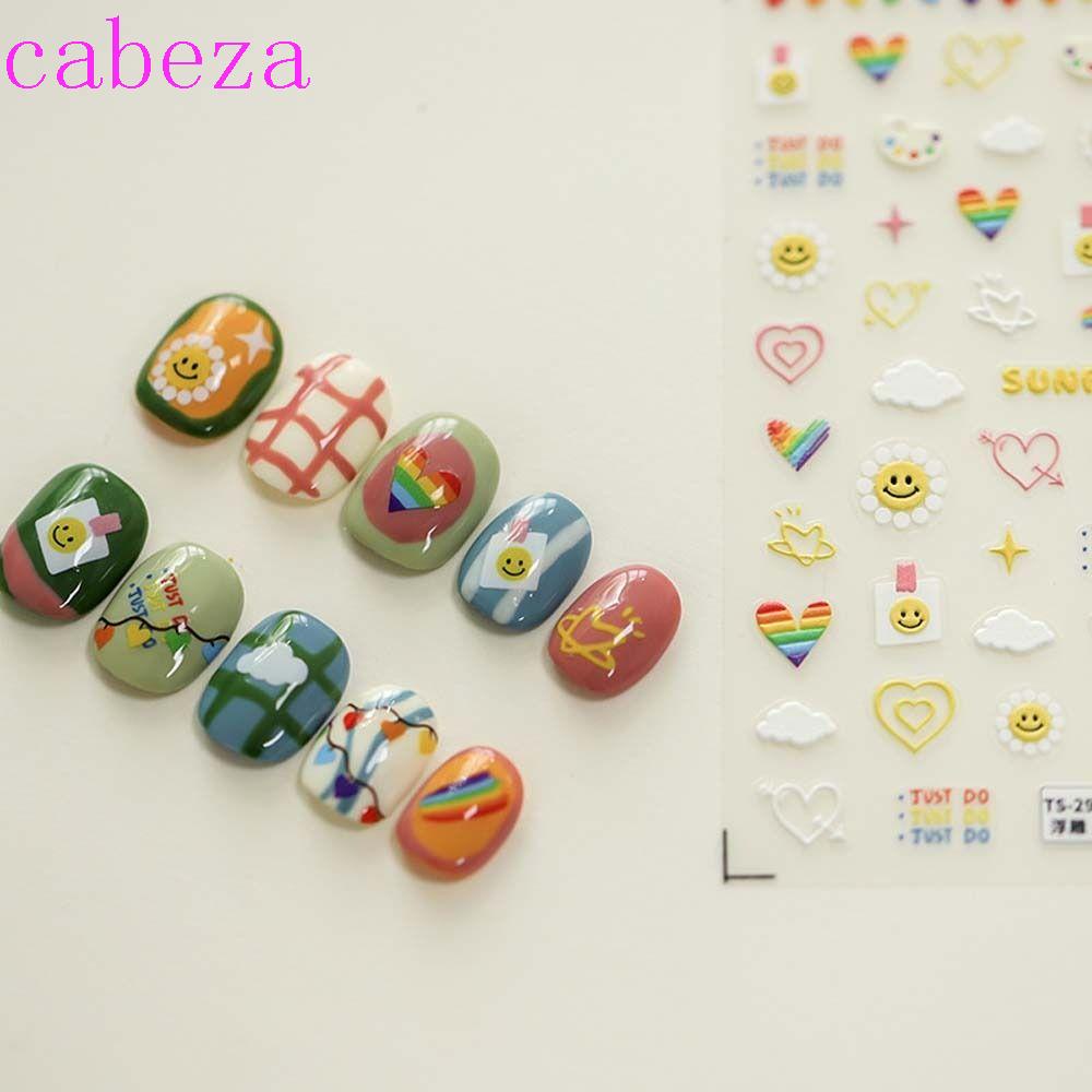 CABEZA Miếng Dán Trang Trí Móng Tay Họa Tiết Hoạt Hình Nhiều Màu Sắc