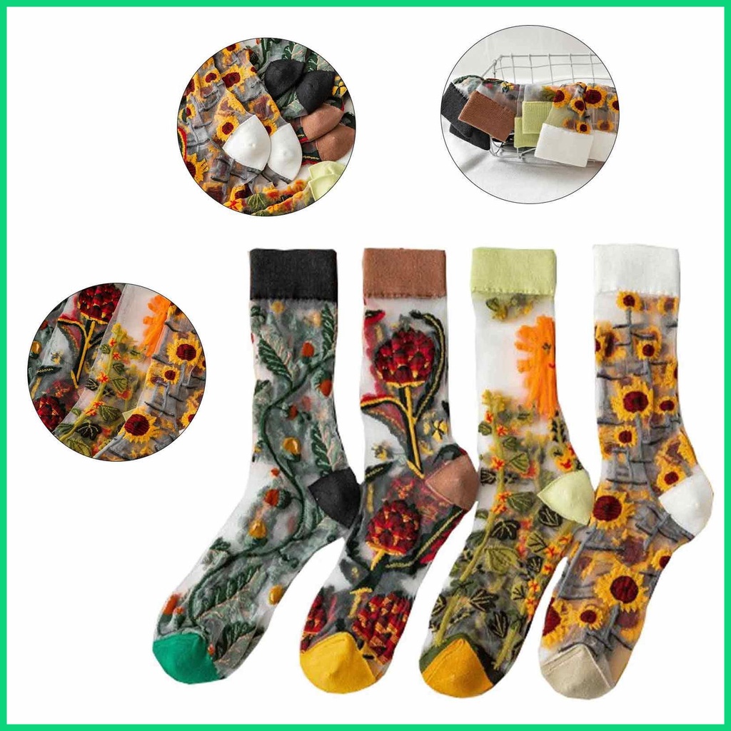 Đôi Vớ Thoáng Khí Thêu Hoa 3D Dành Cho Nữ