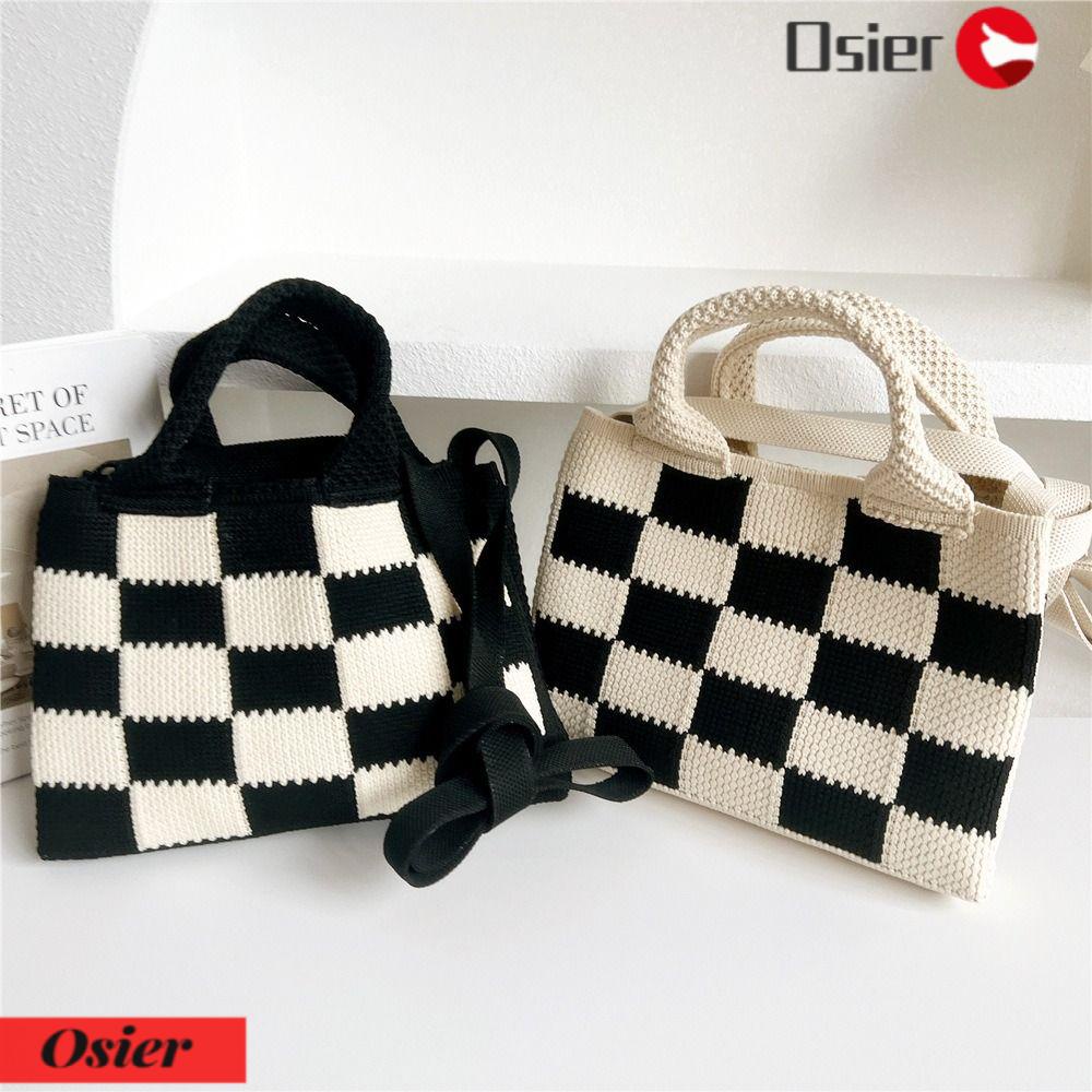 OSIER1 Túi Xách Mini Đan Len Màu Sắc Xinh Xắn Thời Trang Cho Nữ