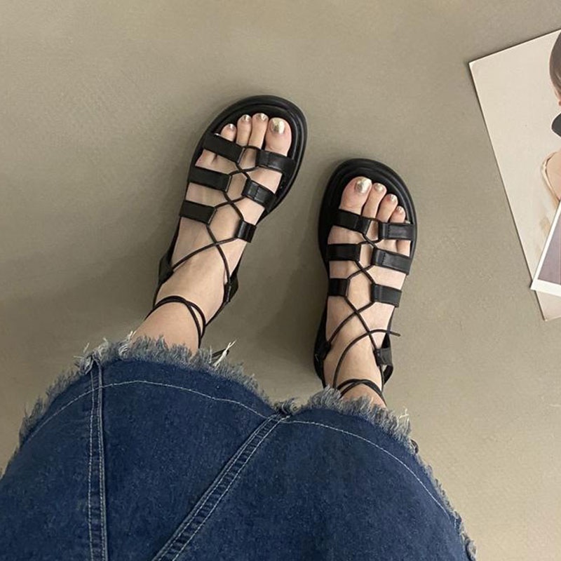 Xăng đan Đế Dày Mềm Mại Phong Cách Retro Thời Trang Cho Nữ