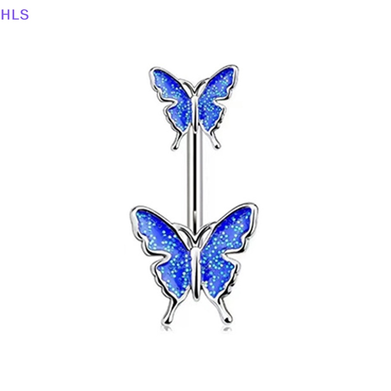 Bộ 7 Khuyên Rốn Bằng Thép Không Gỉ Hình Trái Tim / Bướm Đính Đá Pha Lê Thời Trang Cho Nữ