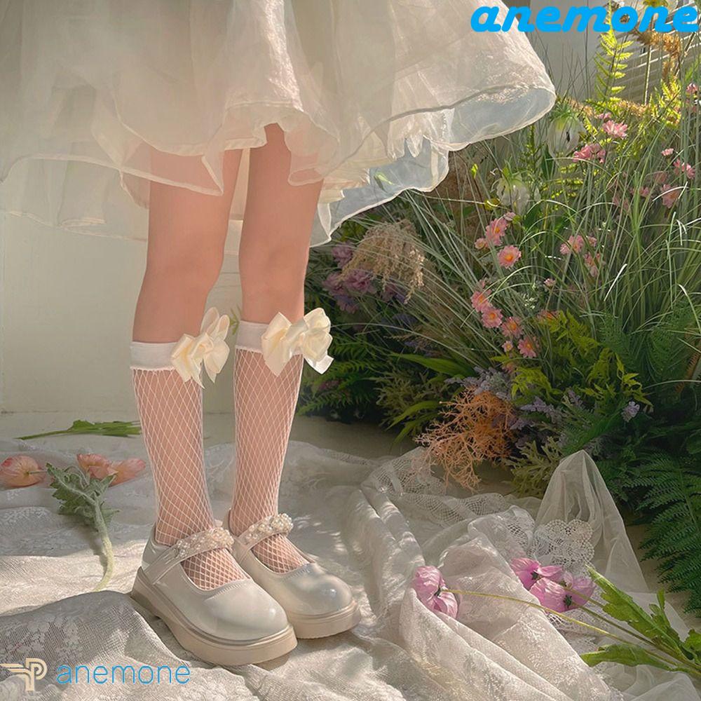 ANEMONE Vớ Cao Ngang Bắp Chân Thoáng Khí Đính Nơ Phong Cách Lolita Dễ Thương Cho Nữ