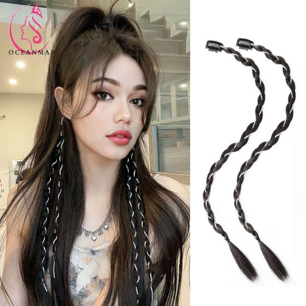 OCEANMAP Bím Tóc Giả Kiểu Thắt Bím Bằng Sợi Tổng Hợp Cách Nhiệt Thời Trang Cho Nữ