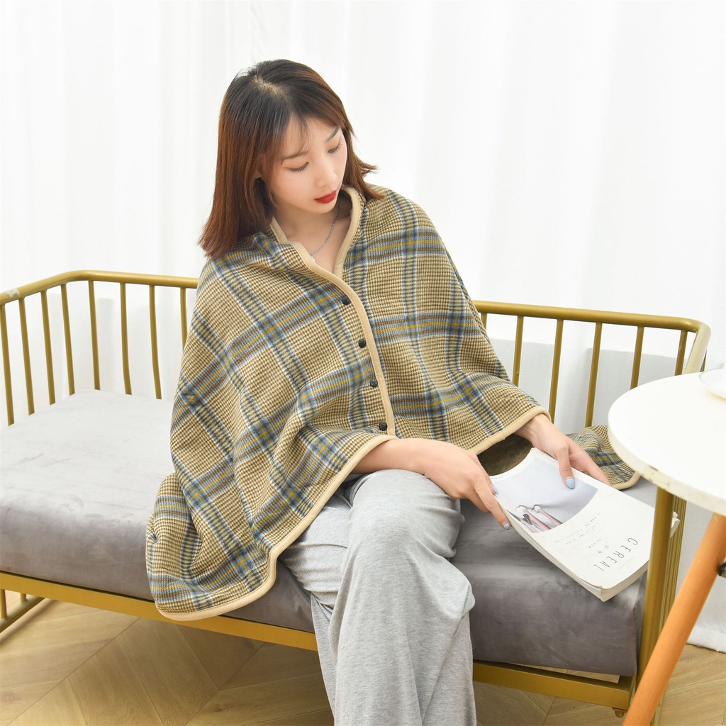 Chăn Choàng Flannel Dày Dặn Có Khóa Cài Tiện Dụng Cho Văn Phòng