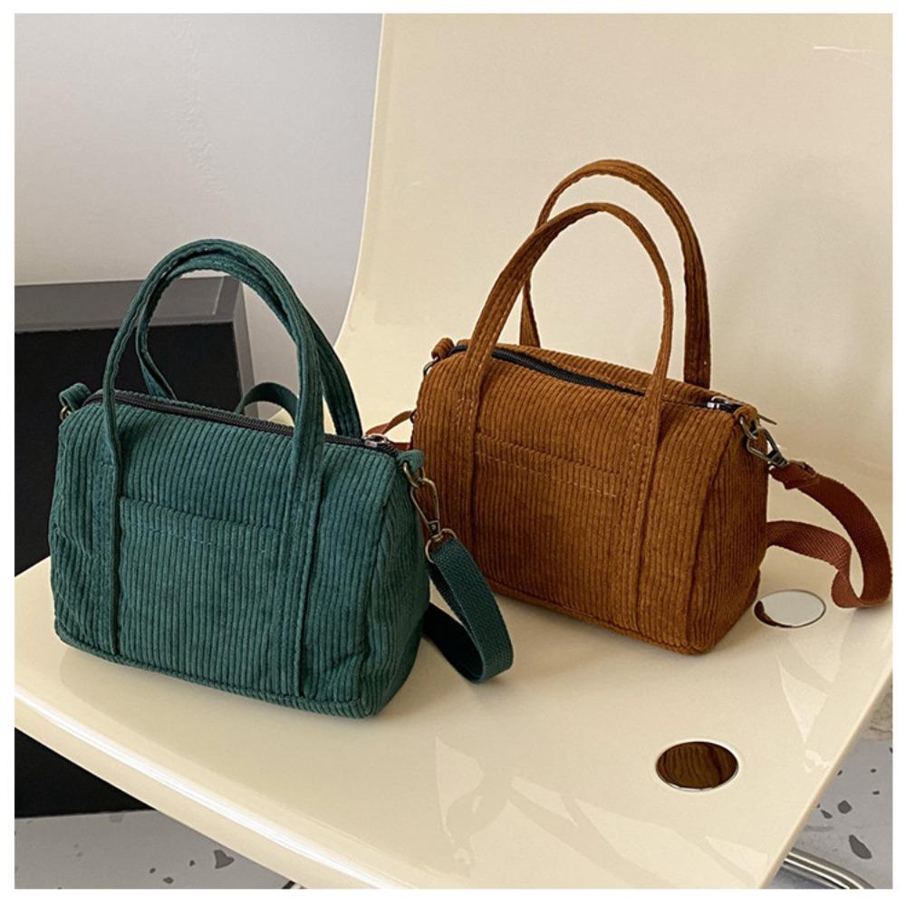 SOFTNESS Túi Tote Đeo Chéo Mini Bằng Vải Nhung Có Khóa Kéo Phong Cách Retro Mới Cho Nữ