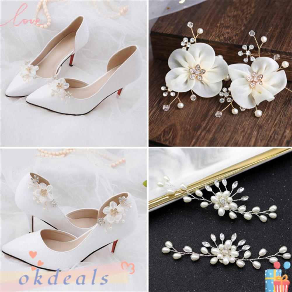 OKDEALS Khóa Cài Giày Đính Đá Sang Trọng Cho Cô Dâu