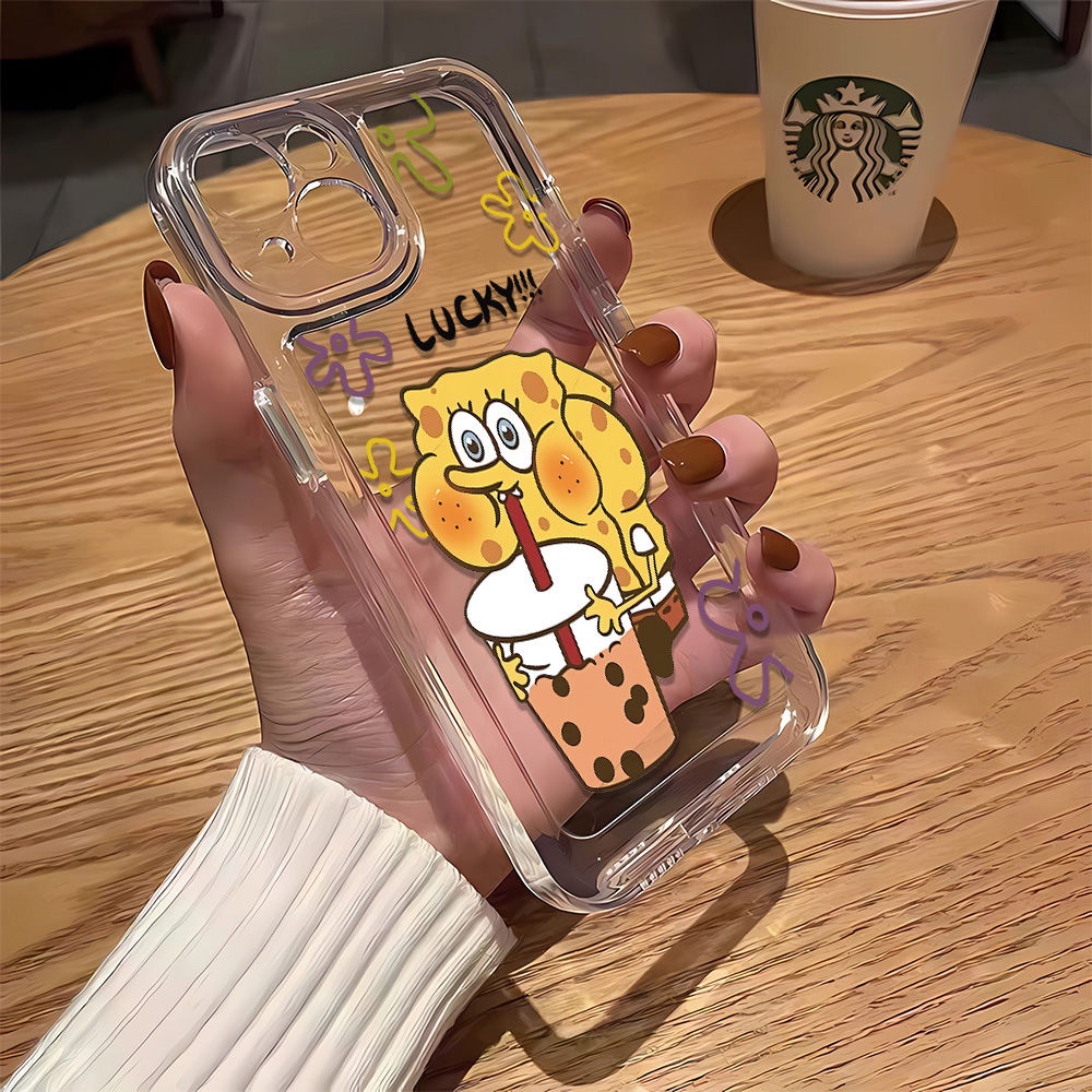 Ốp Điện Thoại Dẻo Họa Tiết Hoạt Hình SpongeBob Dễ Thương Chống Sốc Cho iPhone14Promax 127 11 8p EMS1 13