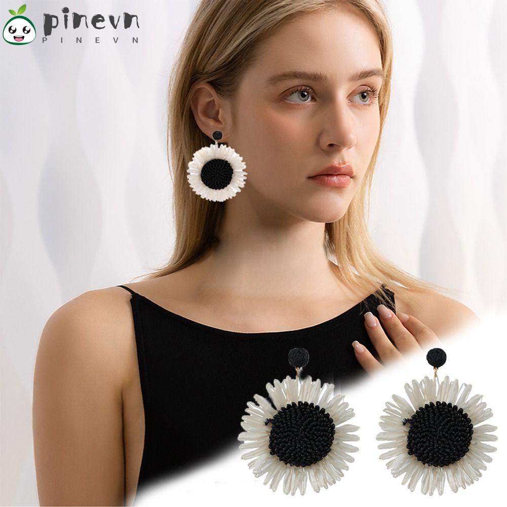 PINEVN Bông Tai Hình Hoa Hướng Dương Cỡ Lớn Thời Trang Dự Tiệc