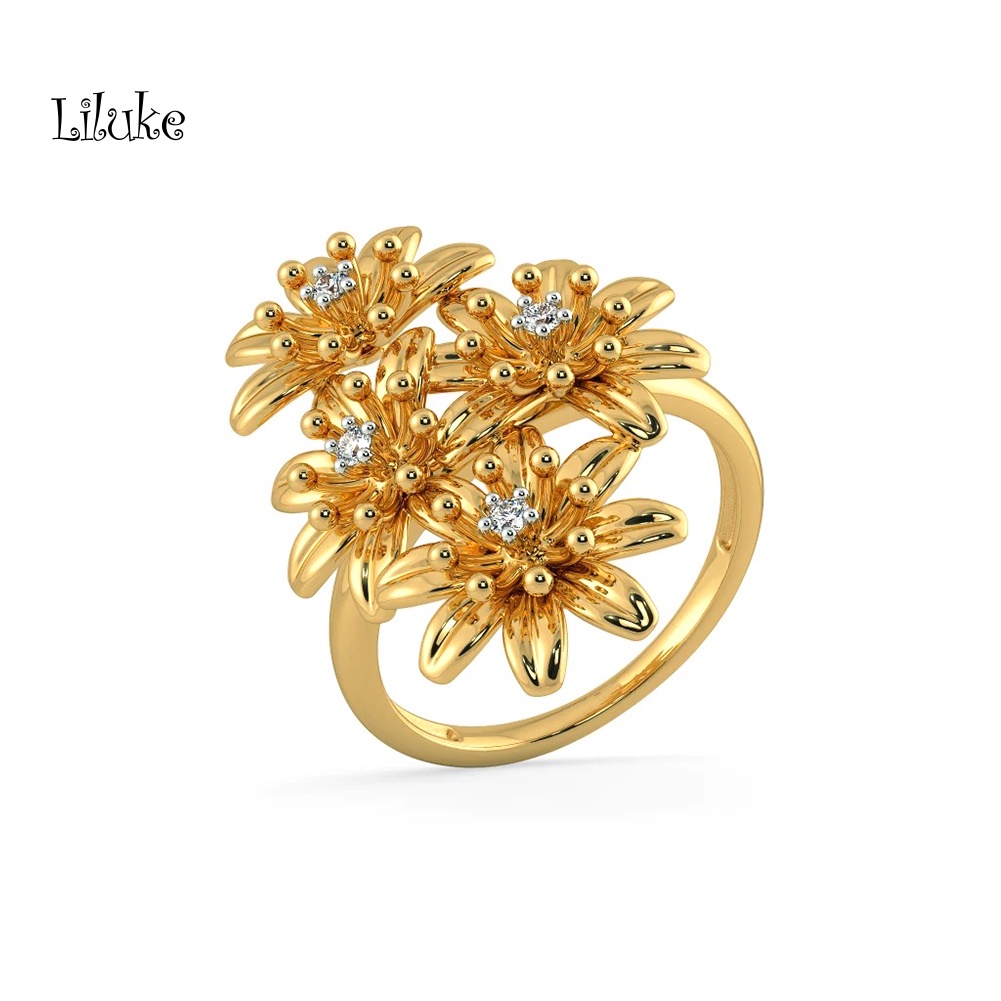 Nhẫn Mạ Bạc Trang Trí Hoa Đính Đá Thời Trang Cho Nữ