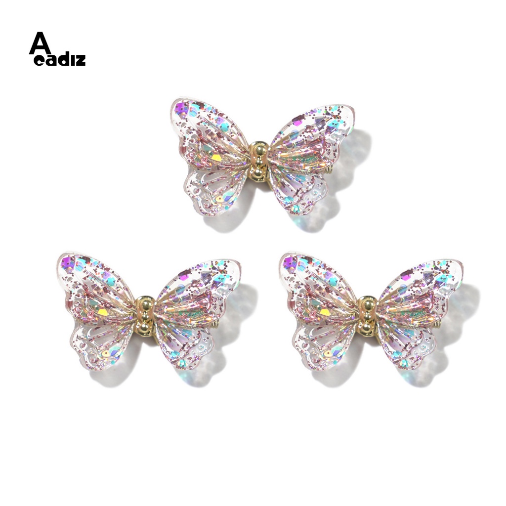 Bộ 3 Phụ Kiện Trang Trí Móng Tay Hình Bươm Bướm Xinh Xắn Chống Thấm Nước