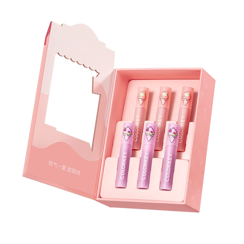 Set 6 Son Kem Lì Colorkey Collage # 23 Thiết Kế Vỏ Son Hình Que Kem Xinh Xắn