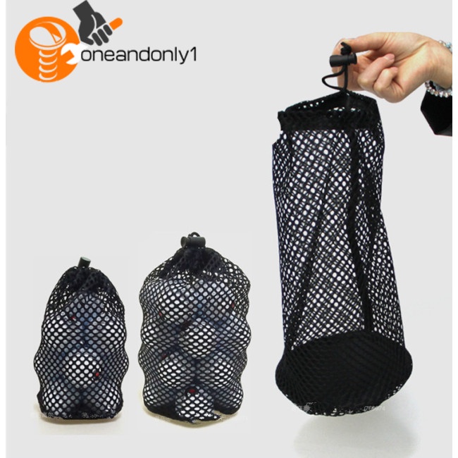 Túi Lưới Đựng Gậy Đánh Golf / Tennis Bằng Nylon Màu Đen Có Dây Rút 16 / 32 / 56