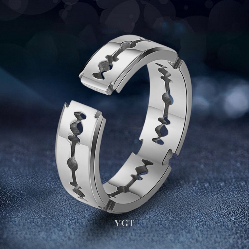 Ygt Nhẫn Lưỡi Dao Cạo Đơn Giản Bằng Đồng Phong Cách Punk Hàn Quốc Dành Cho Nam Nữ Làm Quà Tặng Trang Sức Thời Trang