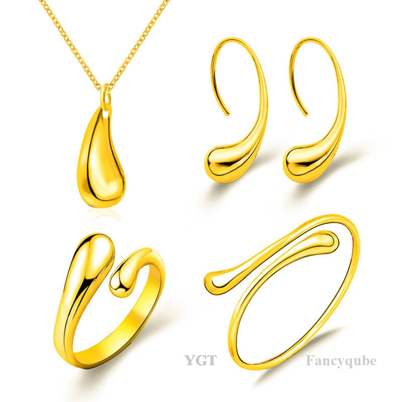 Bộ Trang Sức 4 Món Bằng Hợp Kim Hình Giọt Nước Phong Cách Âu Mỹ Thời Trang Cho Nữ
