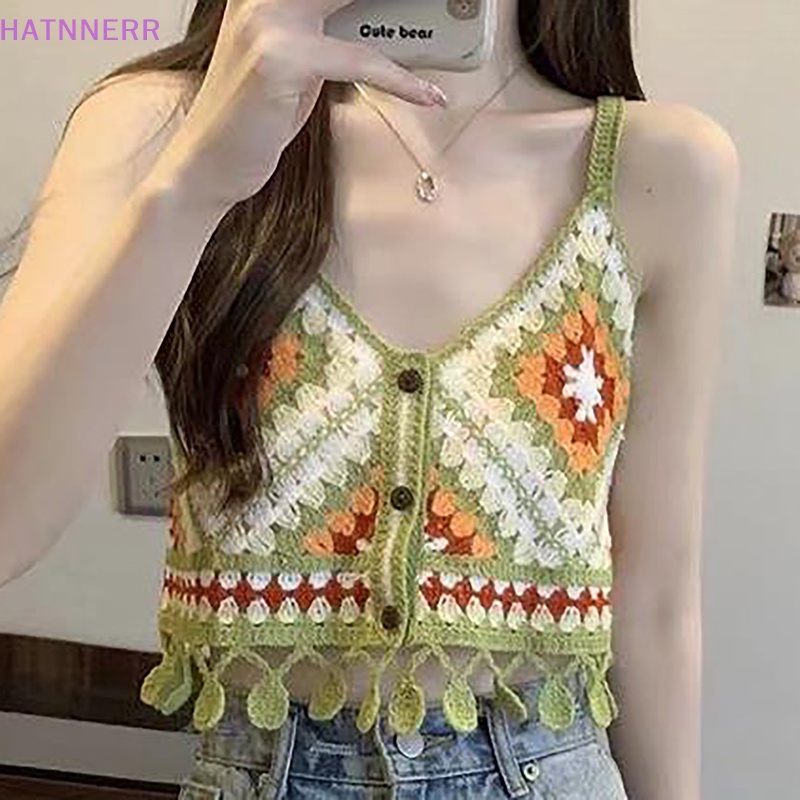 Áo Dệt Kim Sát Nách Cổ Chữ V Thêu Họa Tiết Phong Cách Bohemia Thời Trang Mùa Hè Cho Nữ FHS