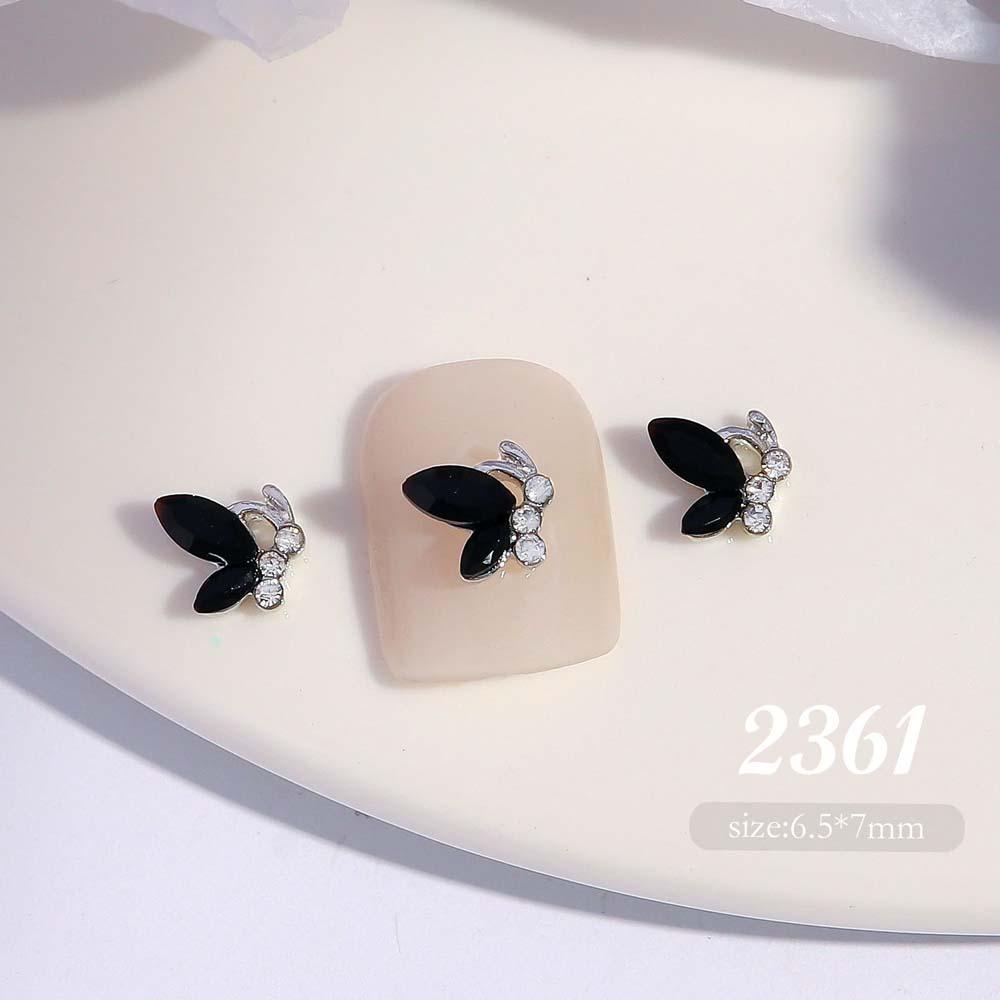 LOMBARD Set 3 Phụ Kiện Trang Trí Móng Tay Hình Bướm Nhiều Màu Sắc