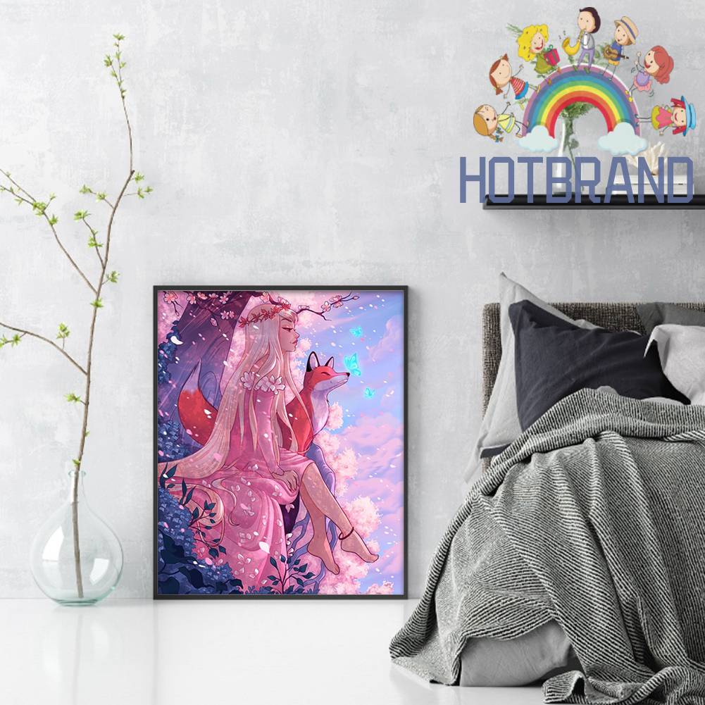Toàn Bộ Bộ Tranh Thêu Chữ Thập 11CT Bằng cotton Thân Thiện Với Môi Trường Hình Cô Gái Và Cáo
