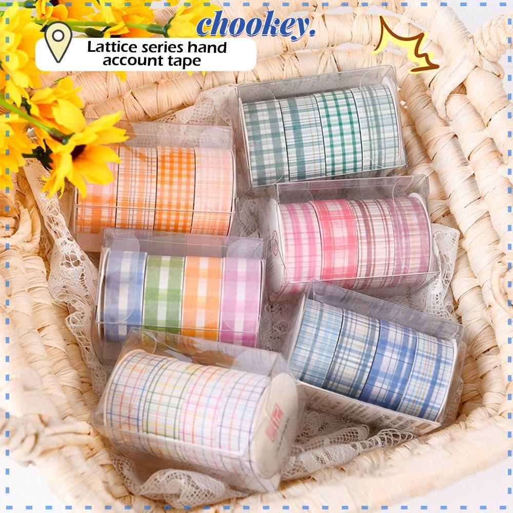 CHOOKEY Set 4 Hộp Băng Keo Dán Trang Trí Họa Tiết Kẻ Sọc