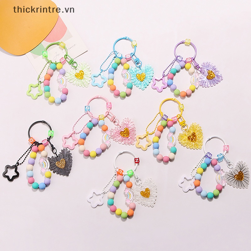 Móc Khóa Hình Trái Tim Bằng Acrylic Nhiều Màu Sắc Phong Cách Hàn Quốc