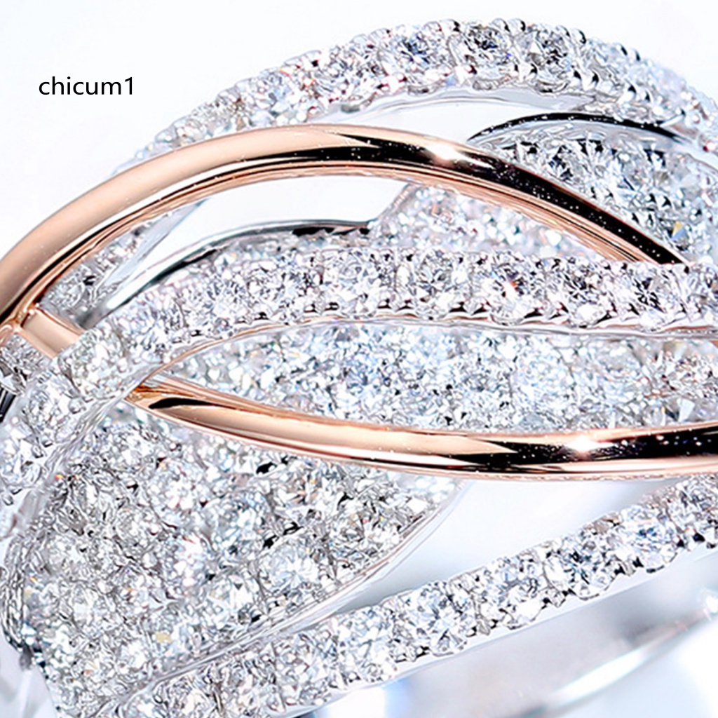 Nhẫn Cưới Dạng Xoắn Đính Đá Màu Sắc Tương Phản Dành Cho Nữ