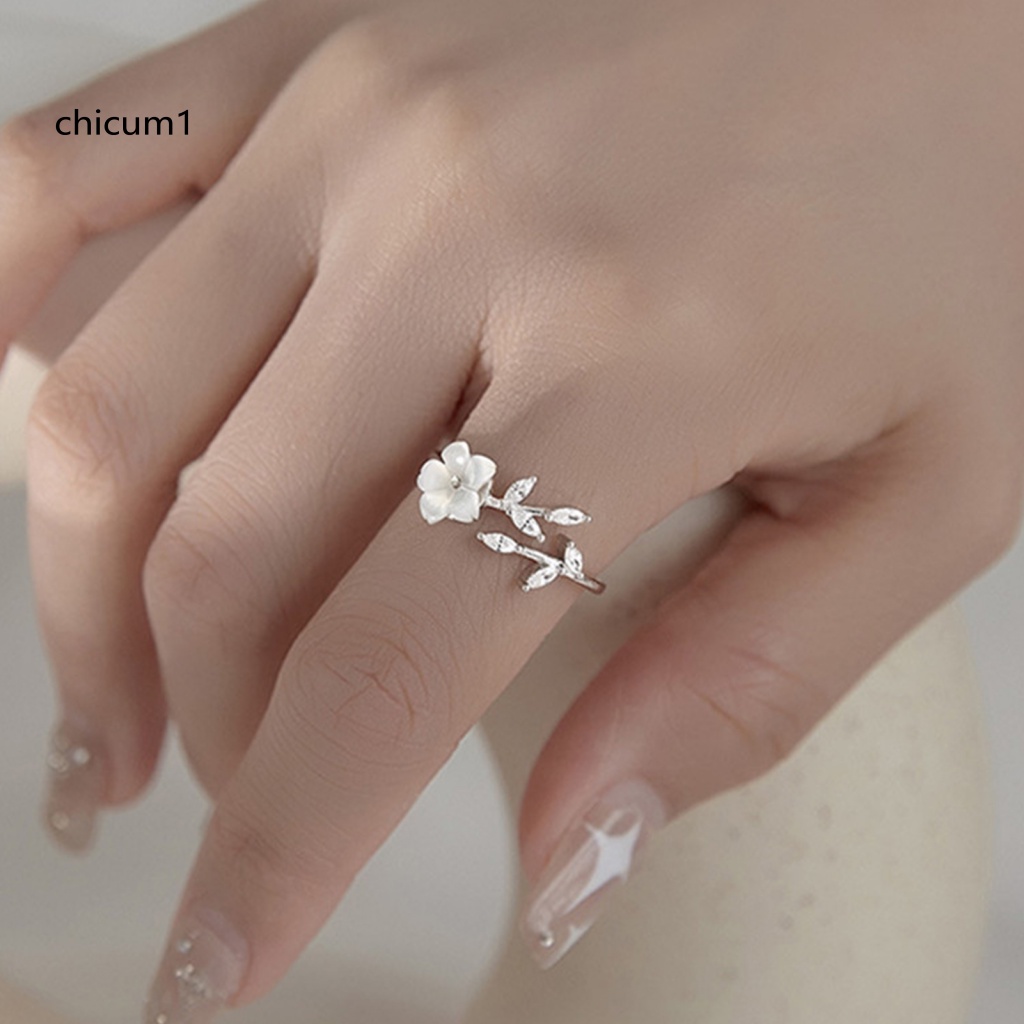 Nhẫn Cưới Dạng Mở Hình Hoa Lá Có Thể Điều Chỉnh Kích Cỡ Cho Nữ