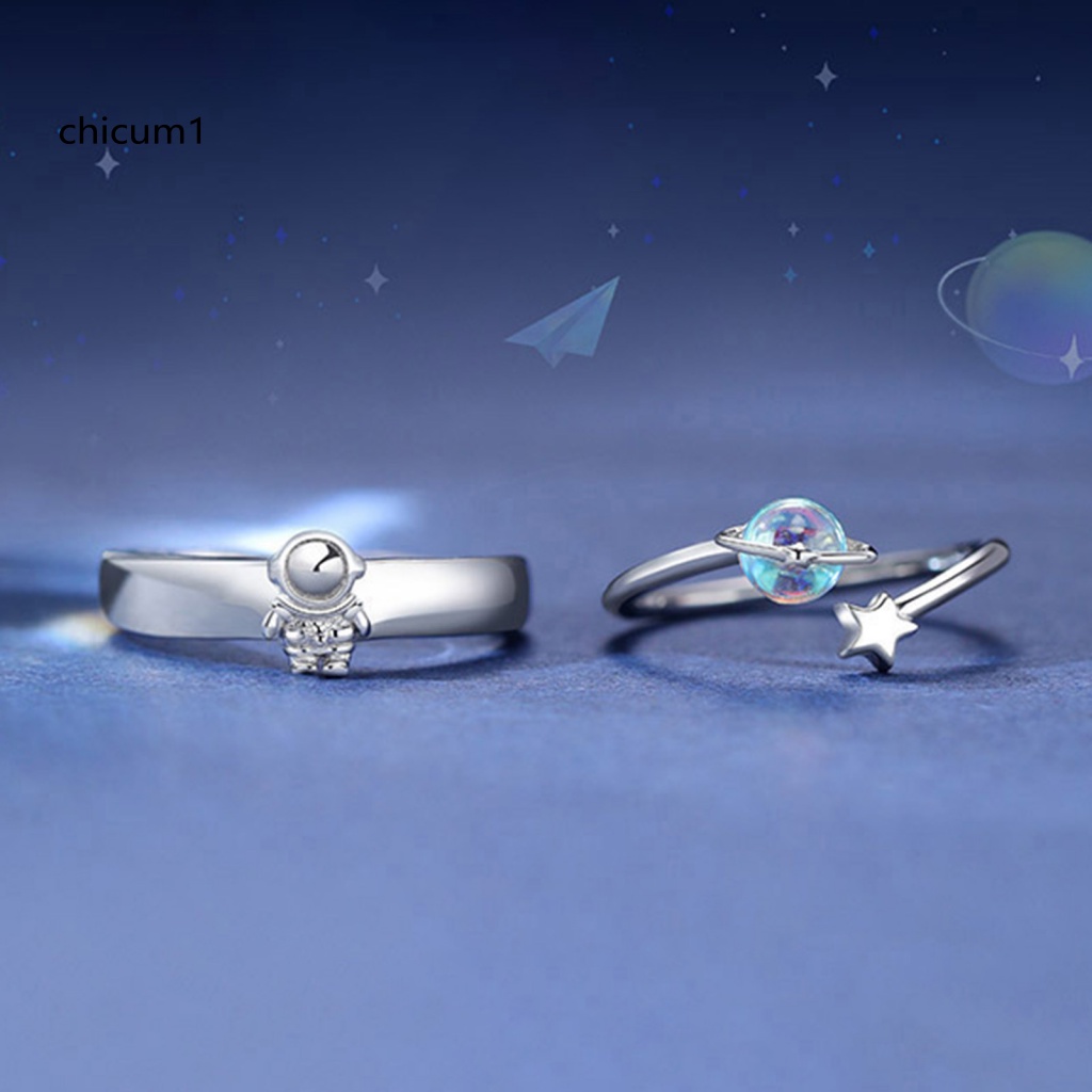 Nhẫn Cặp Dạng Mở Hình Phi Hành Gia / Ngôi Sao / Hành Tinh Có Thể Điều Chỉnh Làm Quà Tặng