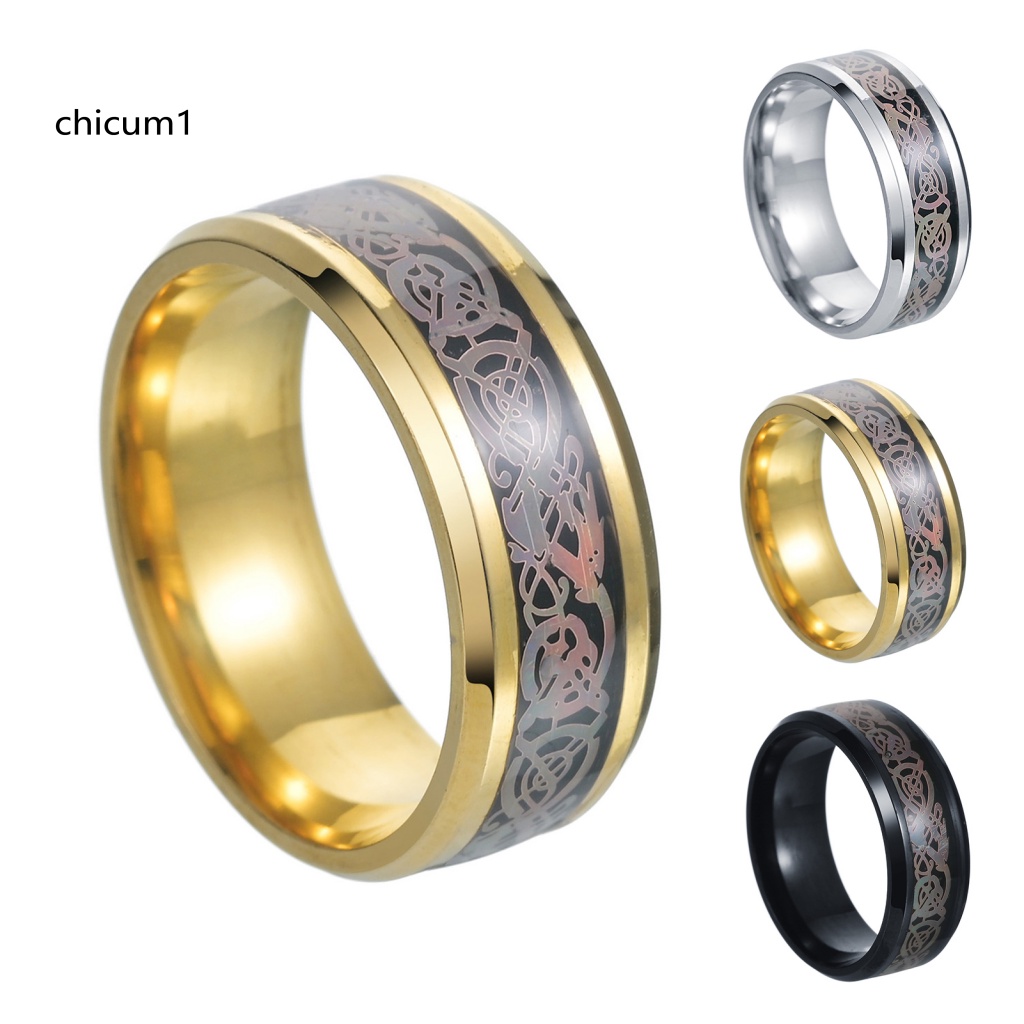 Nhẫn Mạ Thép Titan Nhẹ In Họa Tiết Nhiều Màu Sắc Chống Phai Màu Nhỏ Gọn Tinh Tế Thời Trang Cho Nam