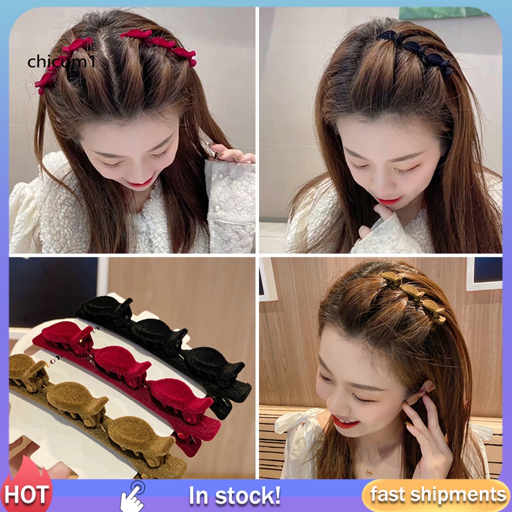 Kẹp Tóc CC Bằng Thép Không Gỉ Màu Trơn Chống Trượt Có Răng Tiện Dụng Cho Nữ