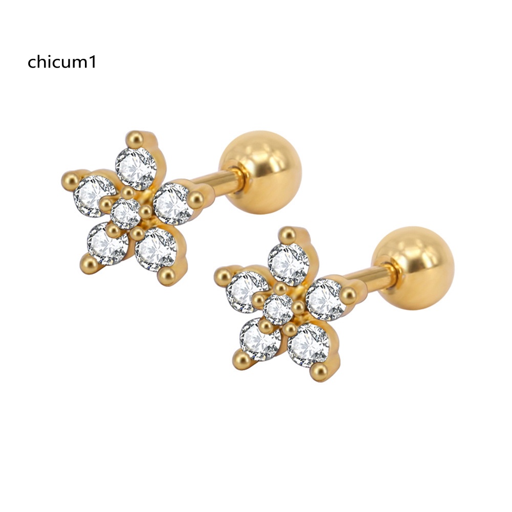 1 Khuyên Xỏ Vành Tai Đính Đá Zircon Thời Trang Nữ