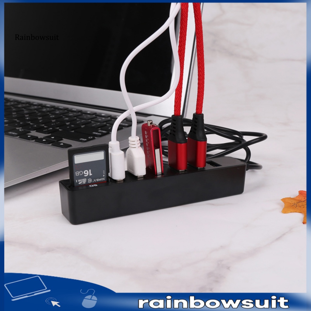 Bộ Chia 6 Cổng USB Kèm Dây Cáp Nối Dài Đầu Đọc Thẻ Nhớ SD / TF Cho Laptop