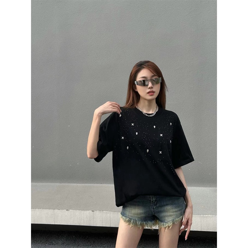 M-m-áo Thun Tay Ngắn Cổ Tròn Họa Tiết Đầu Lâu Bầu Trời Đầy Sao Thời Trang Xu Hướng R78Wy