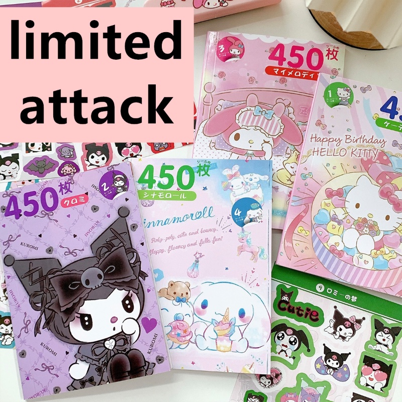 SANRIO Set 450 Miếng Dán Trang Trí Góc Sách Hình Mèo Hello Kitty Nhật Bản Dễ Thương